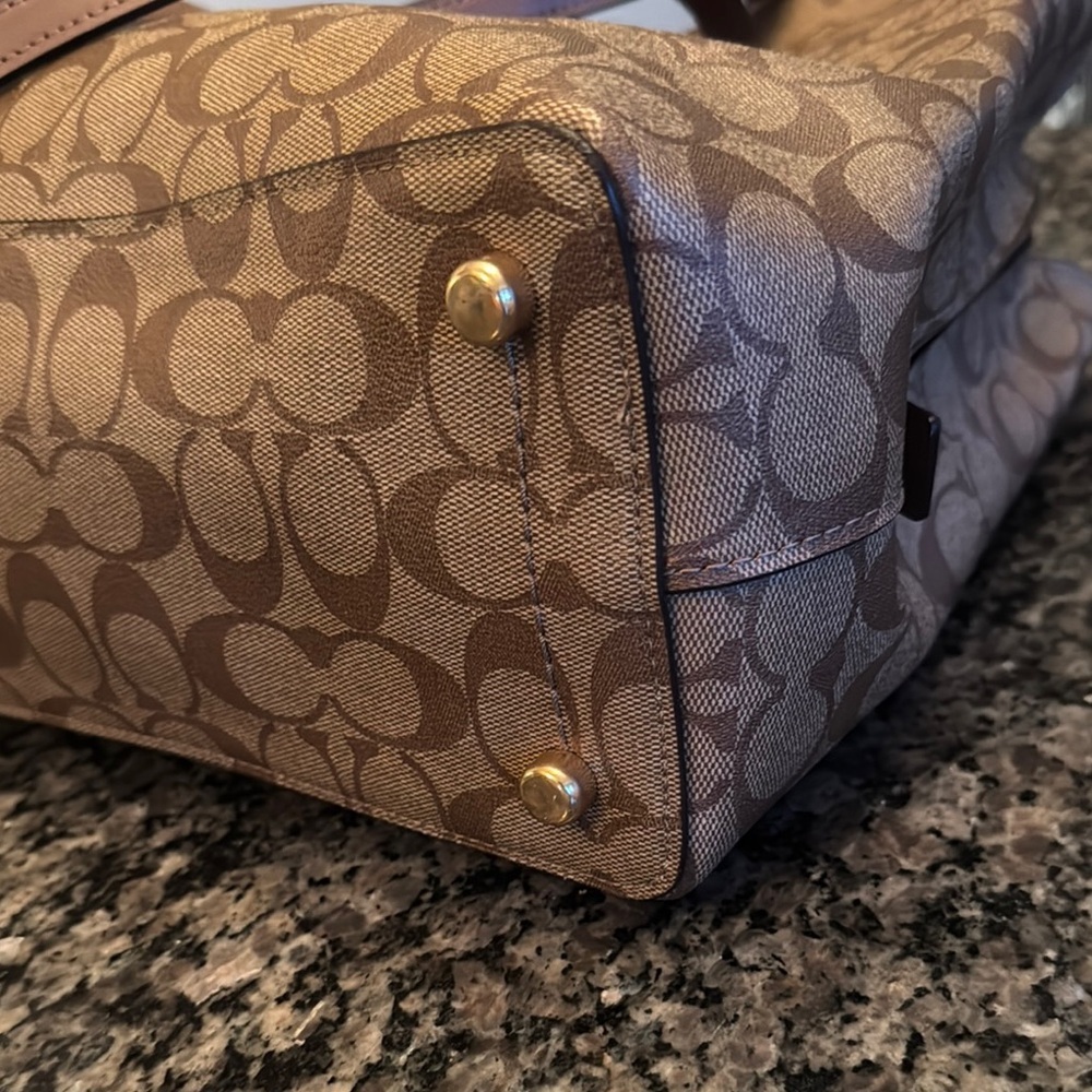 Coach large Avenue Brown coated canvas Monogram Tote Bag with Gold Hardware NWT - Picture 11 of 16